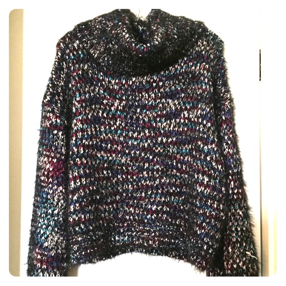 Express Sweaters - Express Black with Colorful Threads Sweater, Small